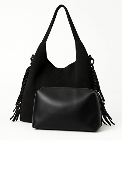 HBS Bag Black Side Tassel Suede Shoulder Bag 1200