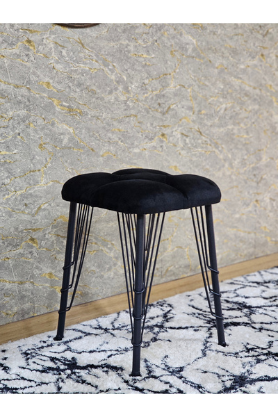 ZAFİR Kare Siyah Boyalı Telli Ayaklı Tabure - Oturak - Bar Taburesi - Ayaklı ...