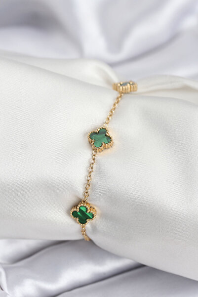 Skygo 316L Steel Gold Color Green Baby Boy Clover Women's Bracelet - Tj-Bb7944