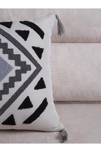 MODALİN Bohemian Woven Decorative Throw Pillow Cover 43X43 cm – Zippered, Fringed