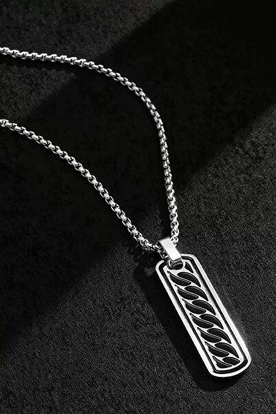 TAKIŞTIR Silver Color Men's Chain Steel Necklace (60cm)