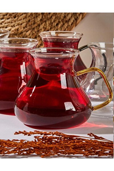 PİNK DESİGN KİTCHEN Ehl-I Keyf Colorful 6-Piece Borosilicate Tea Cup Set 200 ml