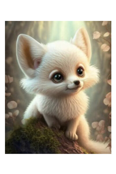 Krista Tablou pânză GM503 Vulpe albă cu diamante, Goblen cu pietre 5D, cu ram...