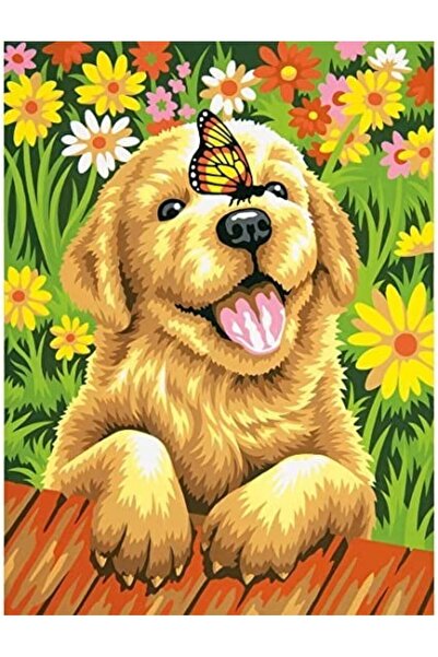 Krista Tablou pe pânză PM503 Pictură pe numere Câine între flori, 20x30 cm