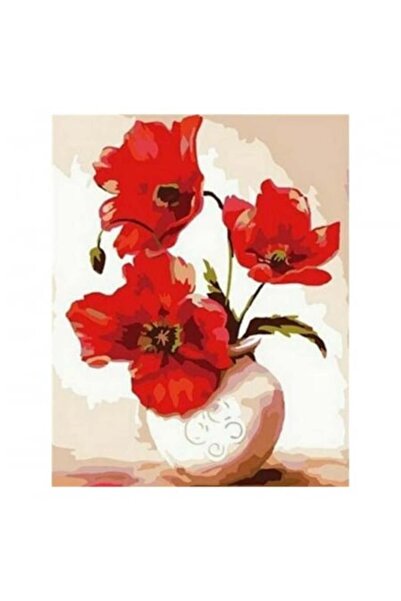 Krista Tablou pe pânză PM613 Pictură pe numere, Papi în vază, 20 x 30 cm