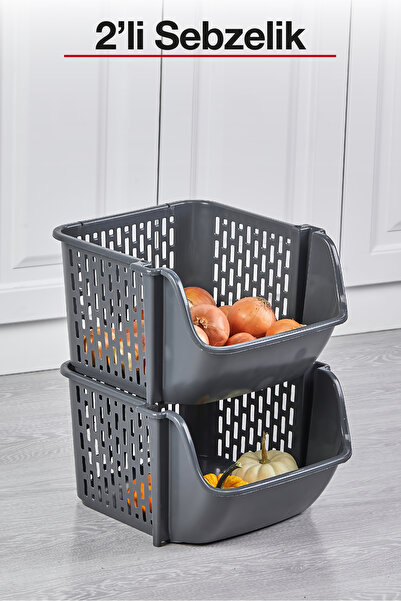 Pazarika 2 Katlı Tekerleksiz Plastik Sebzelik | Patates Soğanlık Saklama Ünit...