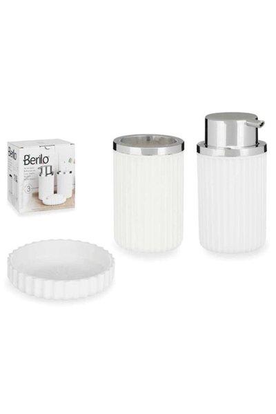 BERILO 3-piece bathroom set, dispenser, 330 ml glass, soap holder, plastic, w...