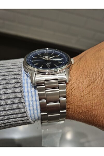 Seiko 5- Automatic Navy Blue Dial Calendar Steel Bracelet 3 Atm Water Resistant Men's Wristwatch