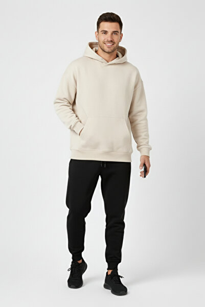 KOZİA OUTDOORS Baskısz Unisex Oversize Kapüşonlu Sweatshirt Rahat Kalıp Hoodie