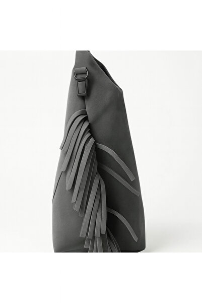 HBS Suede Shoulder Bag with Side Tassels