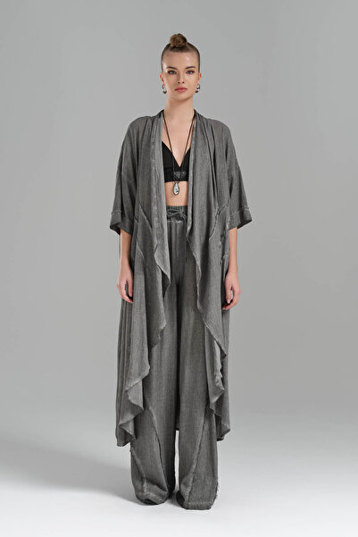 tw3 Women's Parçaboya Linen Oversized Design Long Jacket