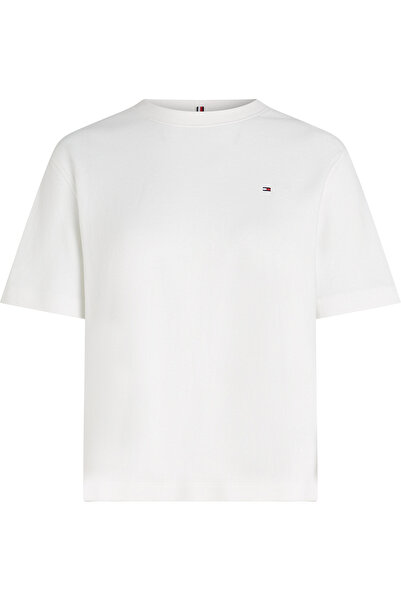 Tommy Hilfiger MODERN INTERLOCK BOXY SS TEE Kadın Beyaz T-Shirt - WW0WW47458