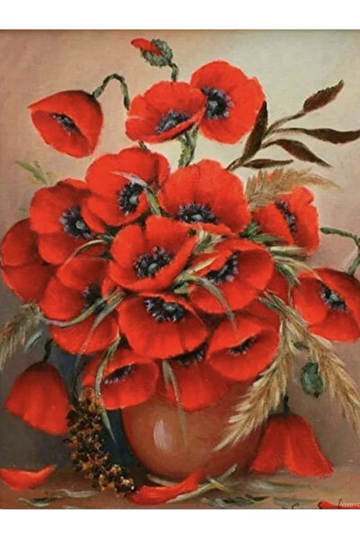 Krista Tablou pânză GM471 Goblen Square Diamonds, înrămat, 20 x 30 cm, Vază c...