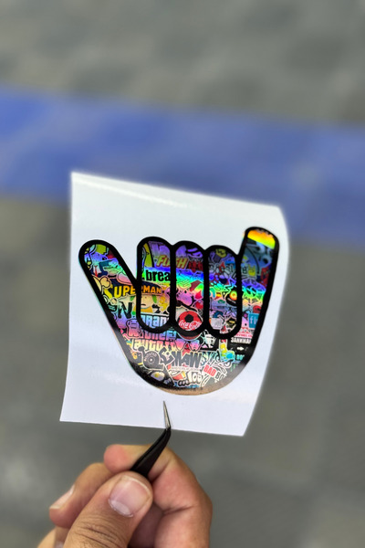 Banxtre Motor-Araba-Laptop için Hologramlı Katlı Parmak Stickerı (8CMX9CM) 1 Adet