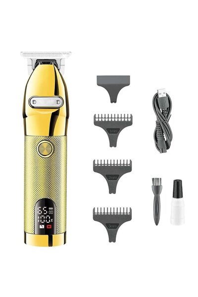 MACVI ® Professional Trimmer Set, beard & body, 180 min, 6500 rpm, T-blade 40 mm, fade brush, USB