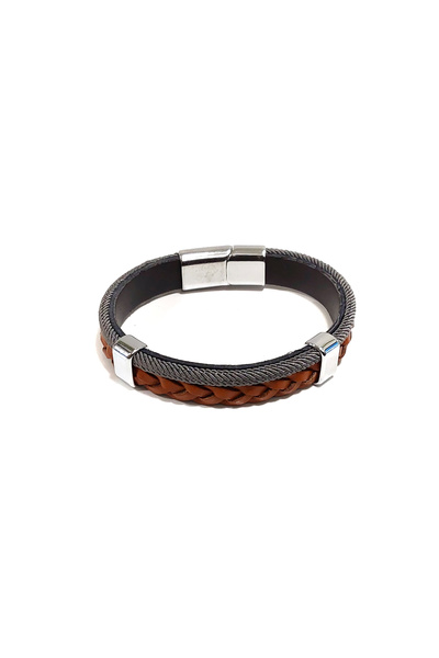Herşey Nota Brown Gray Knitted Leather Unisex Bracelet – Minimal and Natural ...