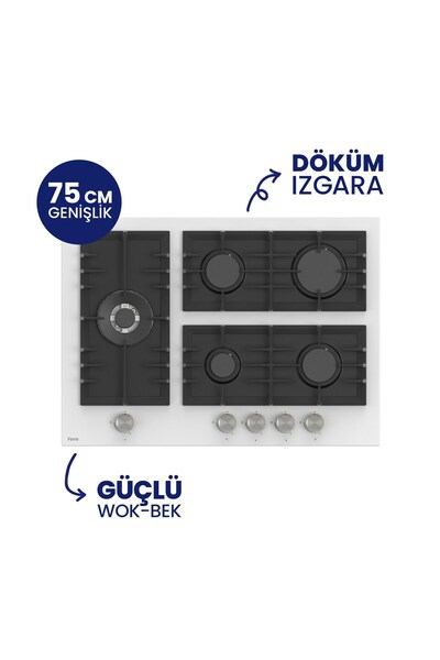 Ferre Flowart Turbolu 5 Gözlü Silenart Beyaz Cam Ankastre Set QBL62CB - BL136 - D064SA