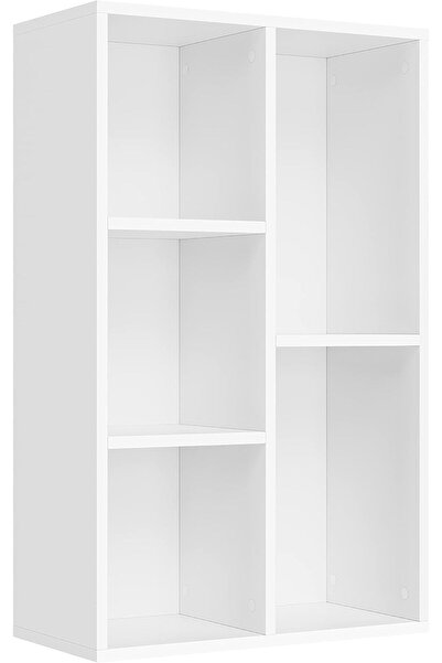 Chulovs مكتبة خشبية مكونة من 5 مكعبات، رف قائم بذاته مع حجرات تخزين (أبيض)