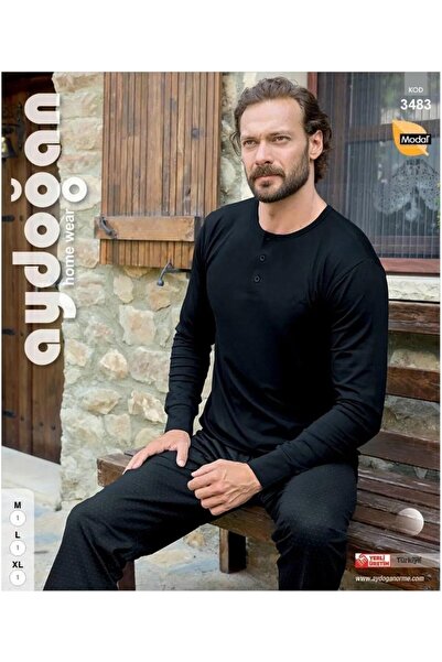 Aydoğan Men's Long Sleeve Modal Pajama Set – Soft, Comfortable, and Stylish Design