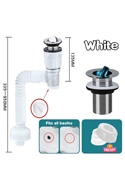 Choice1 A Type-White Flip Top Anti-Odor Drain Pipe Set Kitchen Sink Drain Ret...