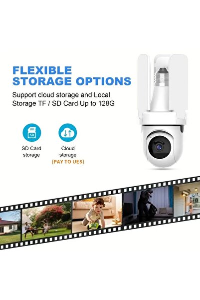 FOXMAG24 Cameră de supraveghere cu bec, 3 brațe LED, Full HD, WiFi, vedere nocturnă, detectare mișcare și alerte