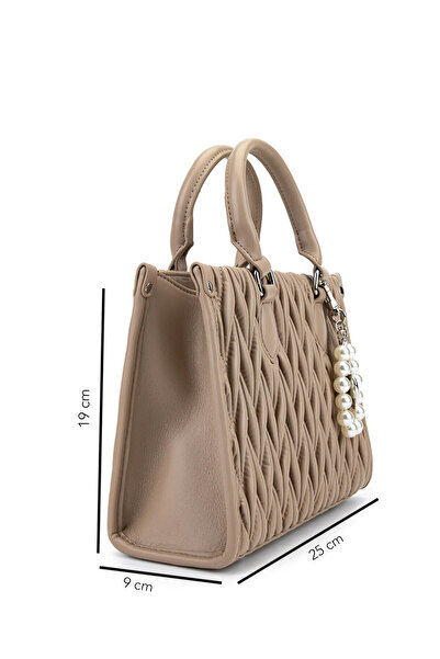 Tamer Tanca Women's Faux Leather Taupe Shoulder Bag