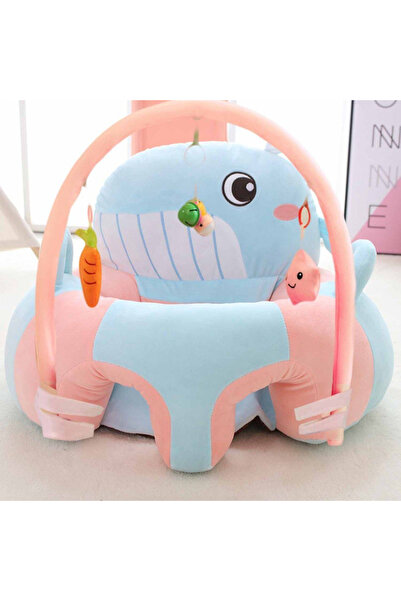 Krista Scaun înalt pentru bebeluși cu arc - Albastru rechin, pluș