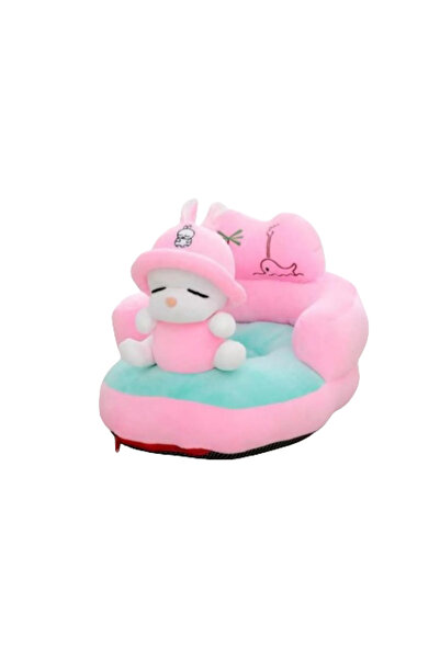 Krista Fotoliu maxi din pluș pentru bebeluși cu spătar - Iepuraș, roz