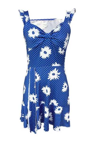 MEYRA Women's Summer Dress, Flared Waist with Belt, Flexible Structure, Ruffled Strap Detail