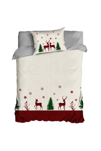 Lenjerii Deosebite 1 person Christmas 3D bed linen, 100% cotton ranforce, Santa