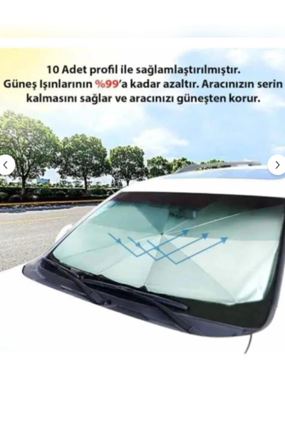 Ethex Araba Güneş Gölge Koruyucu Şemsiye Oto Ön Cam Güneşlik 140*80cm (TASIMA...