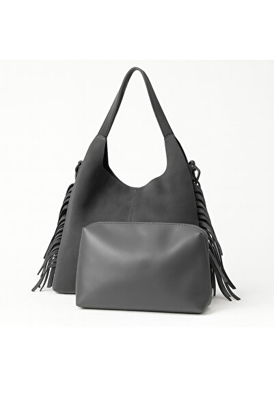 HBS Suede Shoulder Bag with Side Tassels