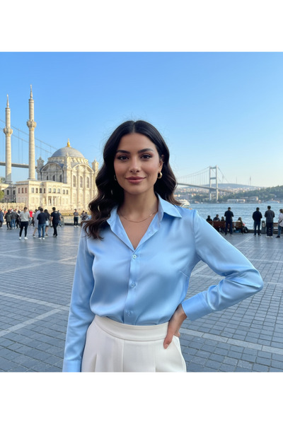 STYLENEST Women's Blue Slim Fit Shirt