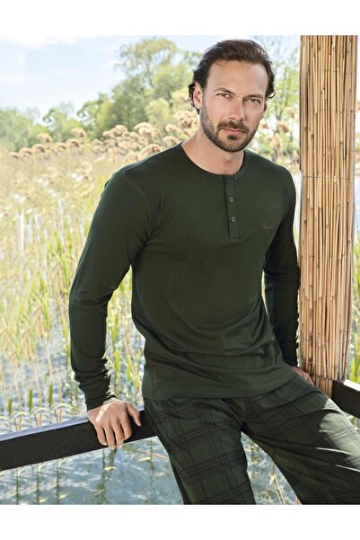 Aydoğan Soft Modal Fabric Men's Pajama Set – Button-Down & Long Sleeve