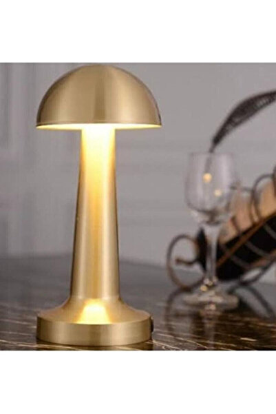 Cata Mantar Model Led 3 Işık Renkli Şarjlı Metal Masa Lambası GOLD