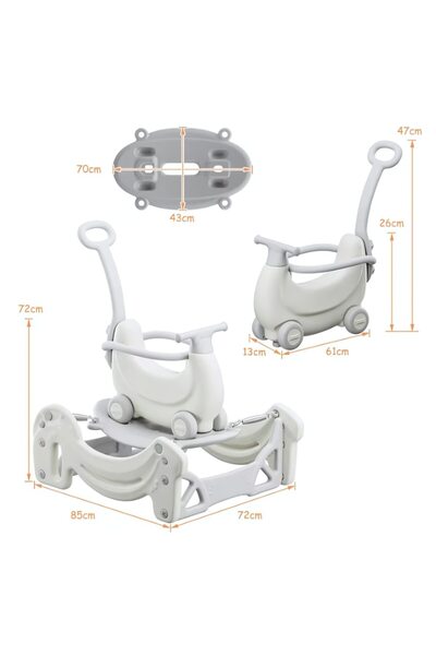 MACVI ® Multifunctional Toy, 1-5 yrs, rocker, stroller, balance board & scooter, durable, beige