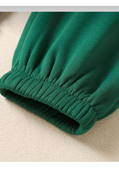 Jooy Company Πράσινο γυναικείο παντελόνι Jogger με ελαστικό κάτω μέρος, 3 κλωστές, χοντρό βαμβακερό