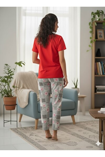 FAMES PİJAMA Women's Red Pajama Set