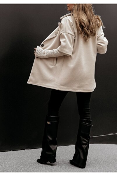 ADAMODA.RO Women's coat with knitted sleeves