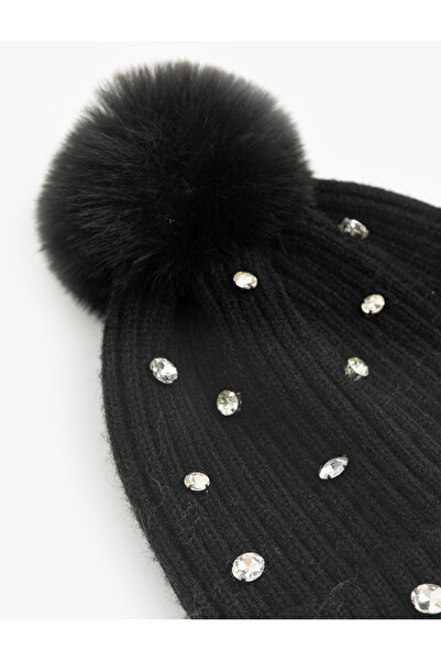 Koton Штучна плюшева шапка з камінцями та деталями
