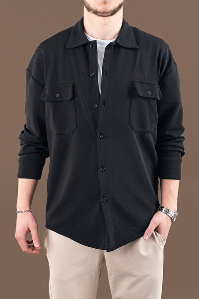 bombe Men's Slim Fit Corded Fabric Scuba Shirt