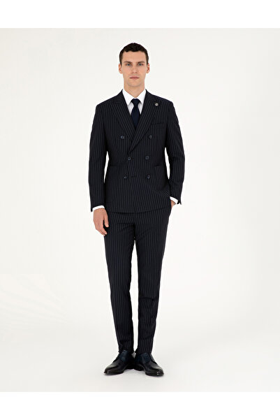 Pierre Cardin Lacivert Ex. Slim Fit Çizgili KruvazeTakım Elbise 50293422-VR033