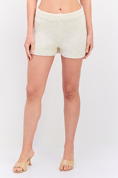 NA-KD Women Textured Basic Shorts, Beige