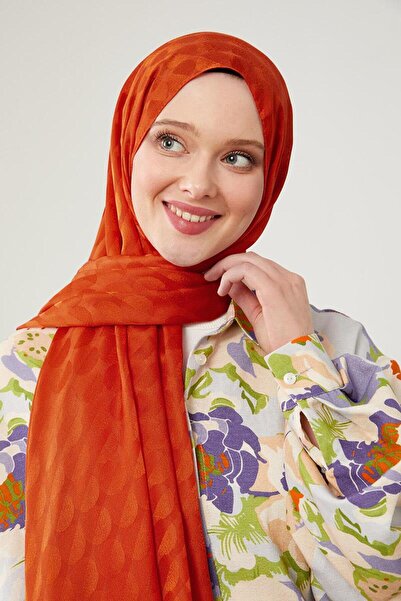 Levidor Turuncu Ay Desen Jakarlı Elegance Şal