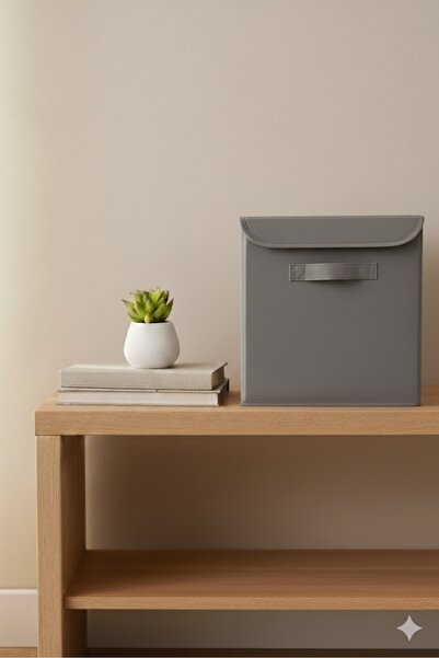 HomyJRs Gray Fabric Covered Storage Box Storage Organizer 30X30X30