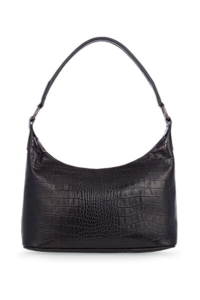 Bilik Deri Crocodile Black Women's Shoulder Bag Blm 8107-Kr