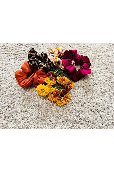 ATELIER ALEDA Set of 4 hair elastics/scrunchies, autumn colors and prints