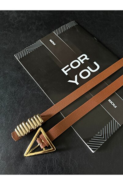 Fiori Women's Trouser Belt, Jacket Belt, Dress Belt, Shirt Belt with Triangle Gold Buckle