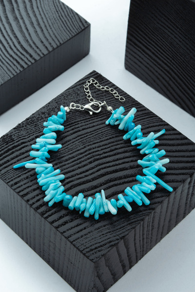 Uçar Doğaltaş Dal Mercan Mavi Doğal Kırık Taş Bileklik