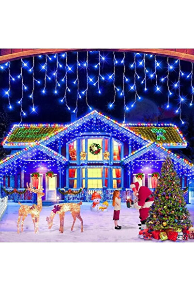 Promagg Instalatie Craciun 13 metri turturi, franjuri inegali cu 300 LED-uri, 8 moduri, interior/exterior